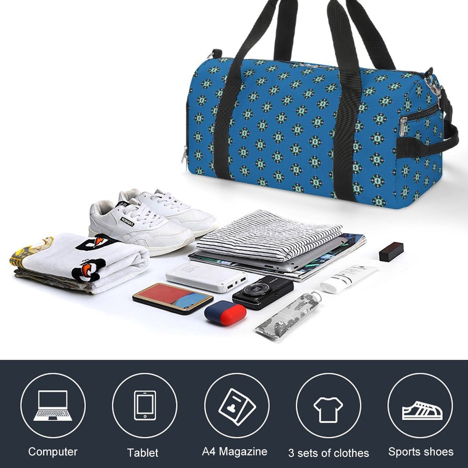 Blue & Green Diamond - Blue Gym Bag