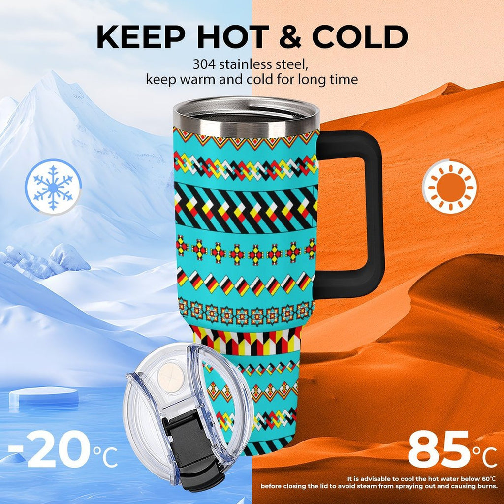 Teal 40oz Tumbler with Multi-Color Handle