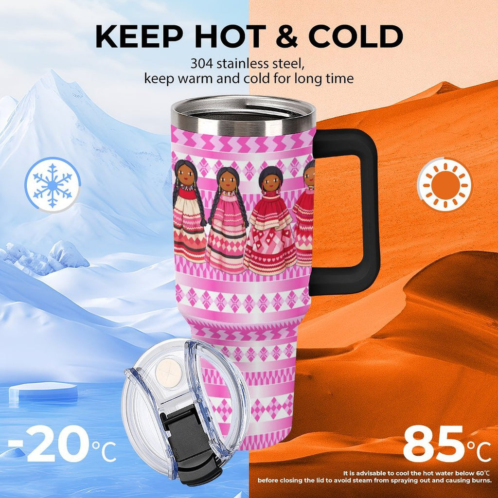 Pink Dolls 40oz Tumbler with Multi-Color Handle
