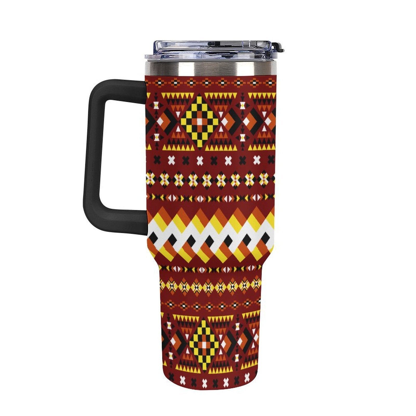 Maroon 40oz Tumbler with Multi-Color Handle