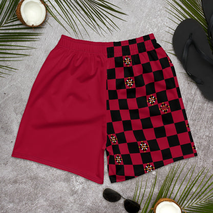 Red Check Unisex Athletic Long Shorts