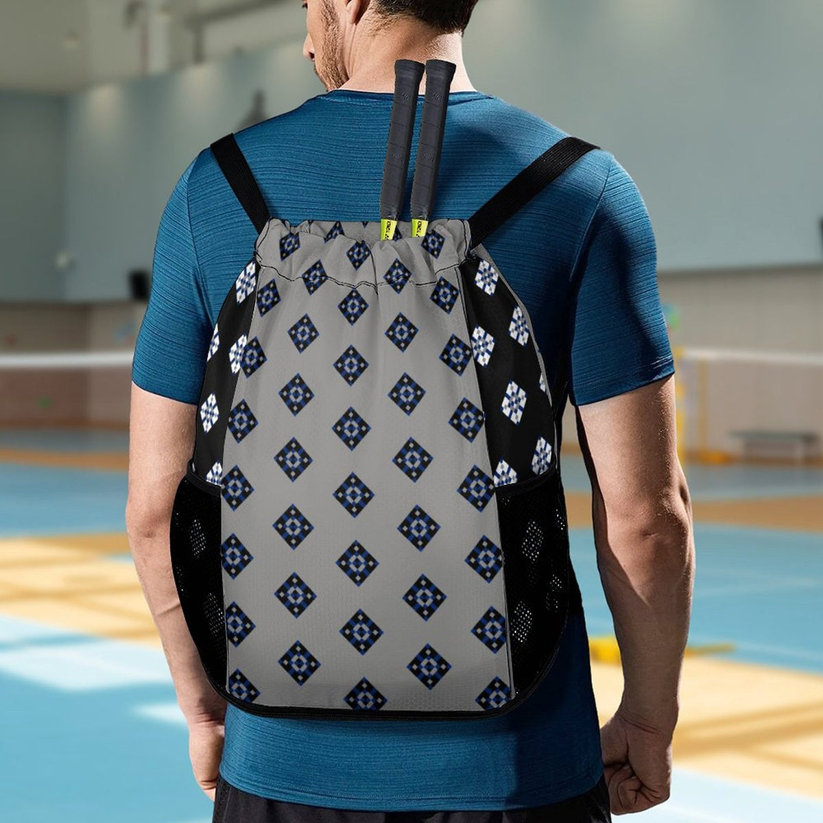 Navy Diamond Design - Sports Drawstring Bag