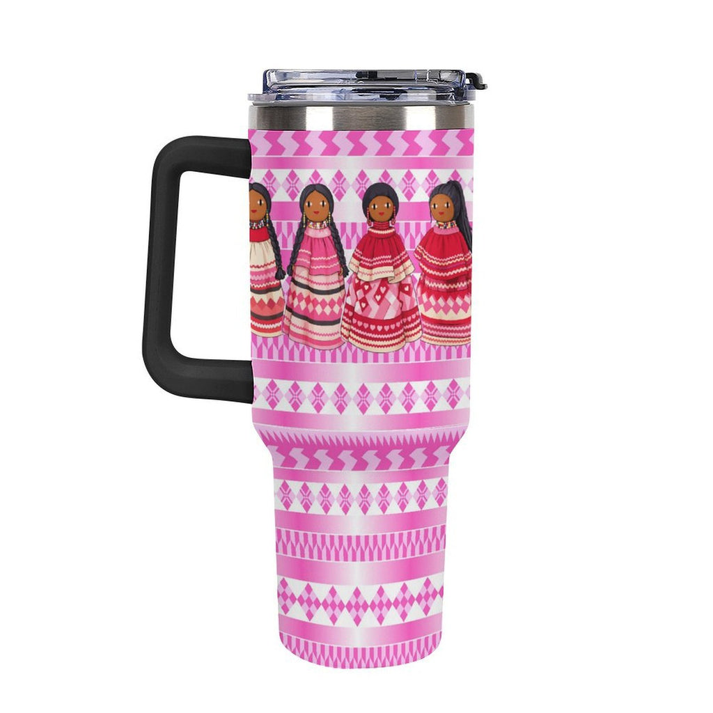 Pink Dolls 40oz Tumbler with Multi-Color Handle