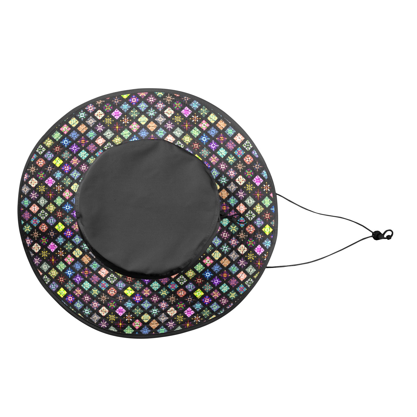 Wide Brim Bucket Hat — Multi-Diamond Print