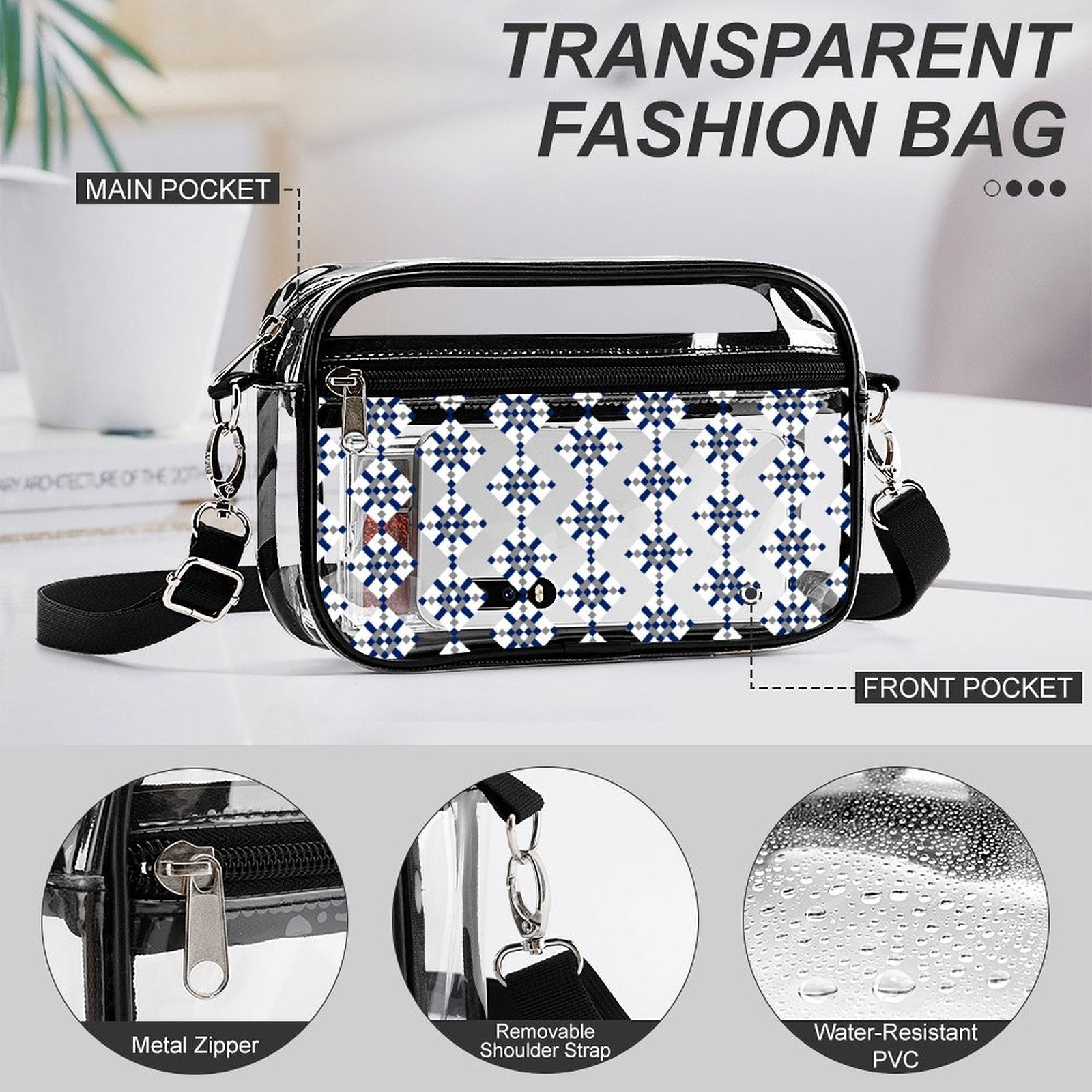 2-Piece Clear Satchel Bag Set DC1