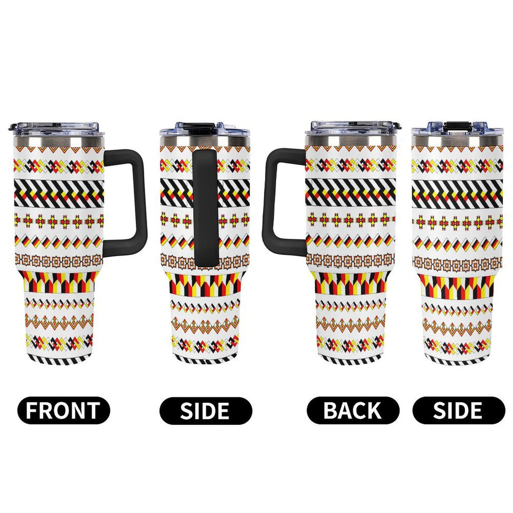 White 40oz Tumbler with Multi-Color Handle