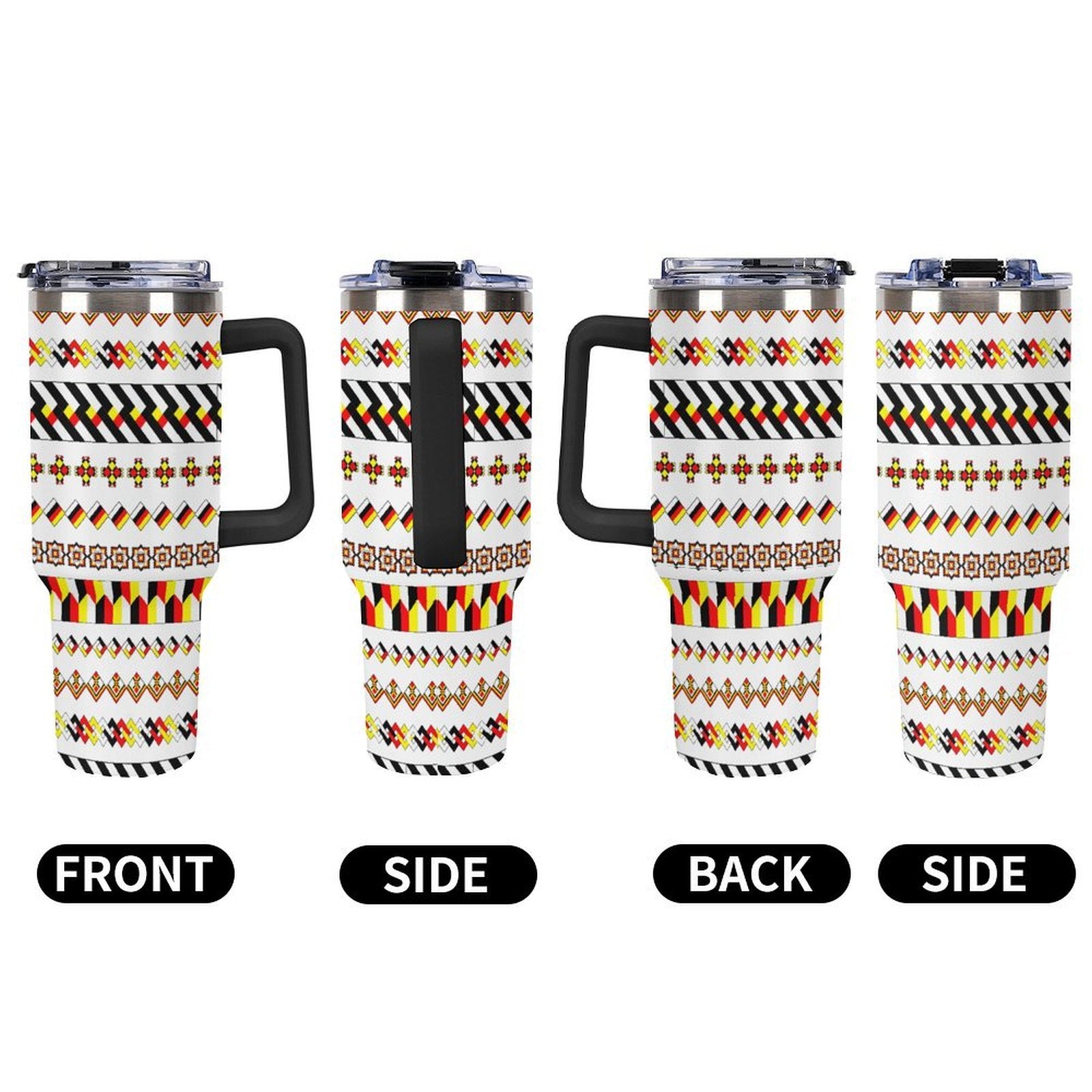 White 40oz Tumbler with Multi-Color Handle