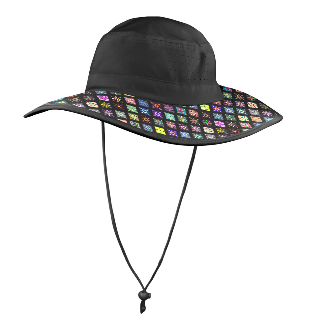 Wide Brim Bucket Hat — Multi-Diamond Print