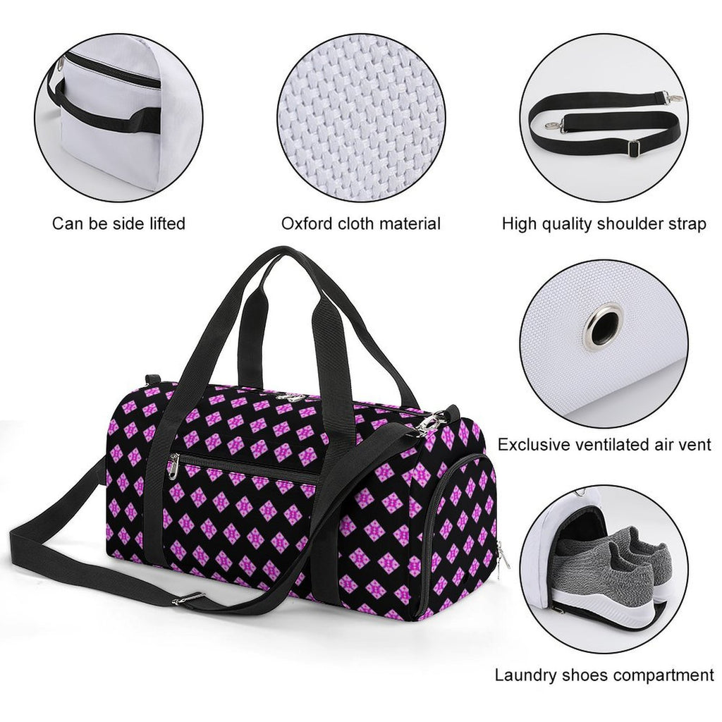 Pink & Purple Diamond - Black Gym Bag
