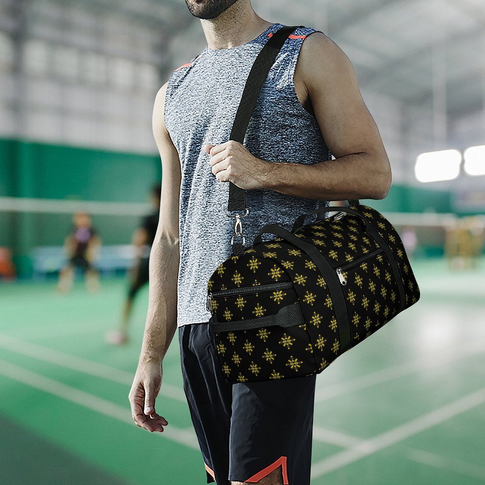 Black & Yellow Diamond - Black Gym Bag
