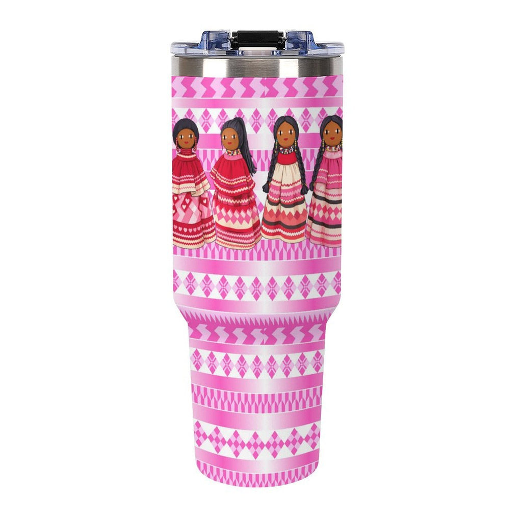 Pink Dolls 40oz Tumbler with Multi-Color Handle