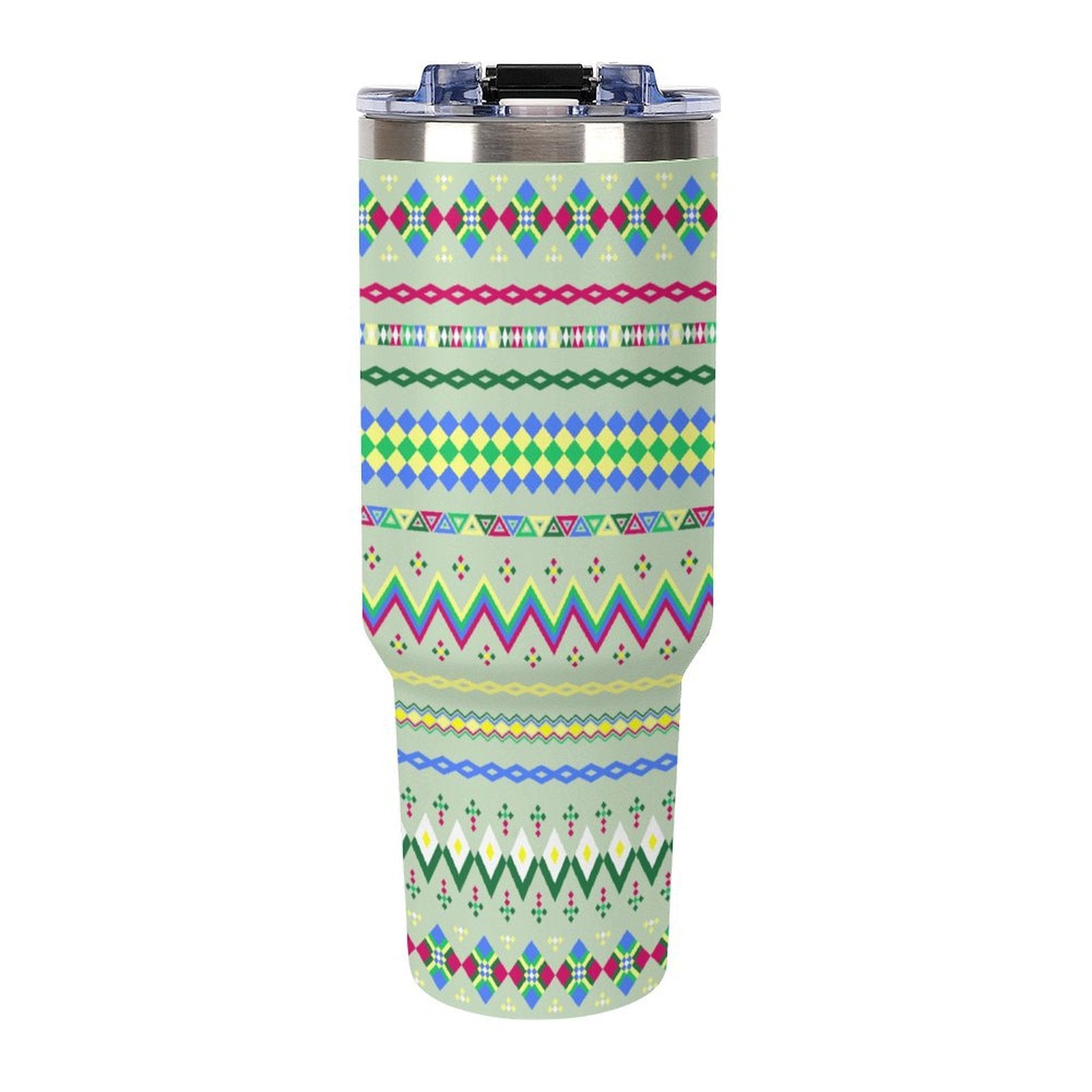 Light Green 40oz Tumbler with Multi-Color Handle