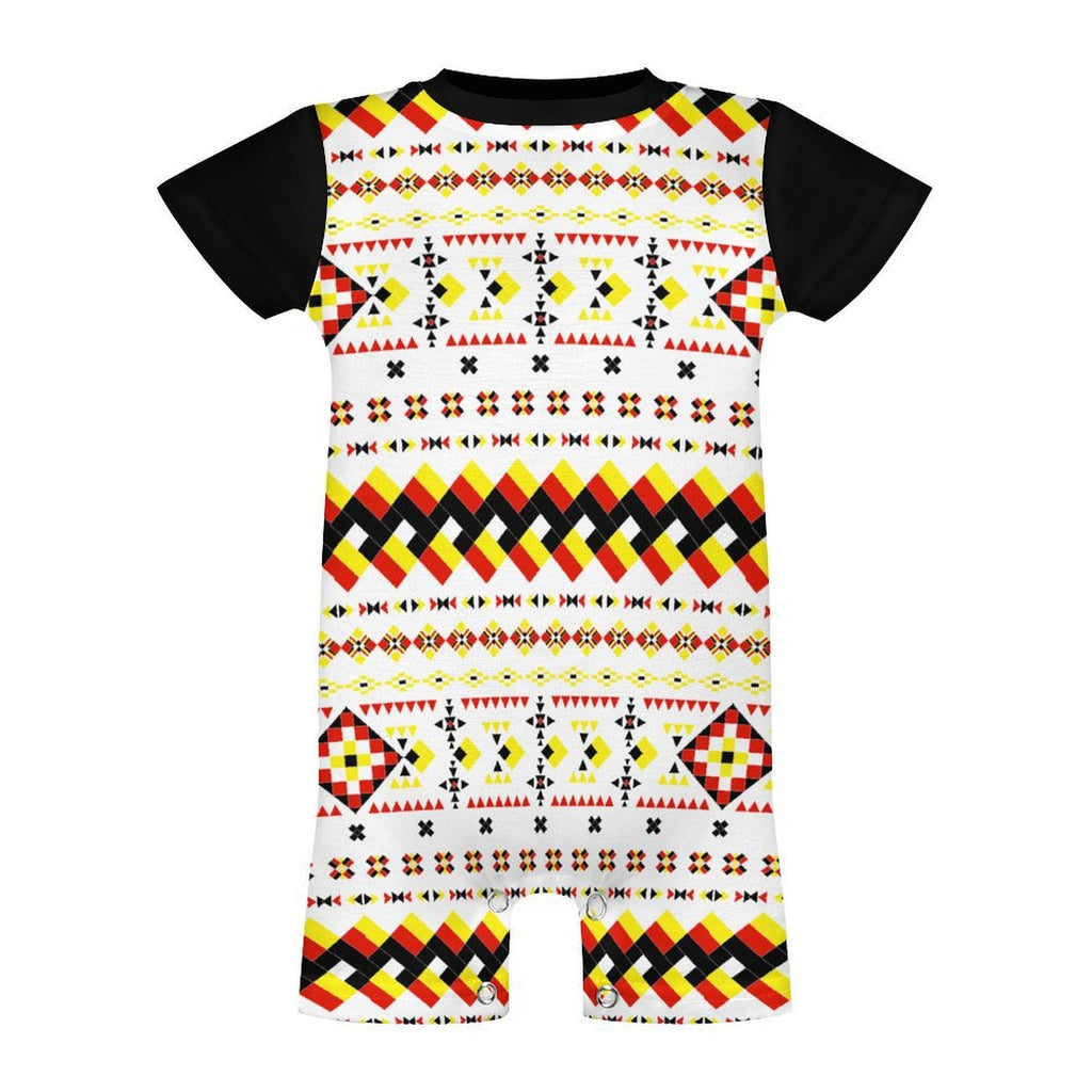 White Short Sleeve Baby Romper