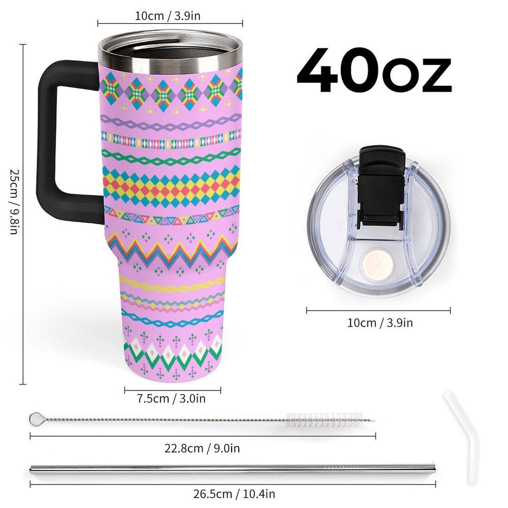 40oz Tumbler Cup with Multi-Color Handle