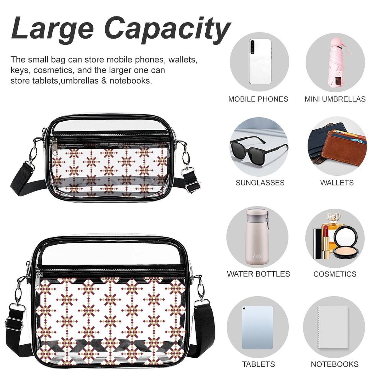 2-Piece Clear Satchel Bag Set FS2