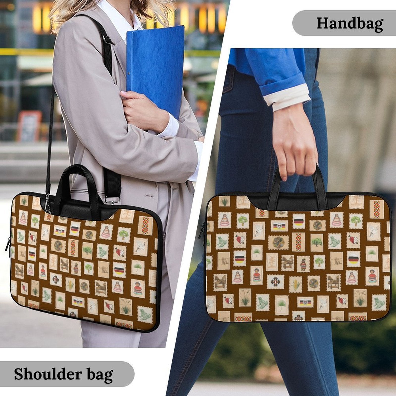 Mocha PU Leather Laptop Bag 42x30.5cm