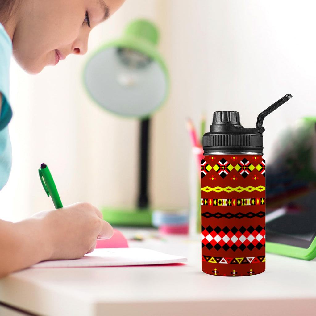 Dark Red Kids Water Bottle with Chug Lid (12 oz)