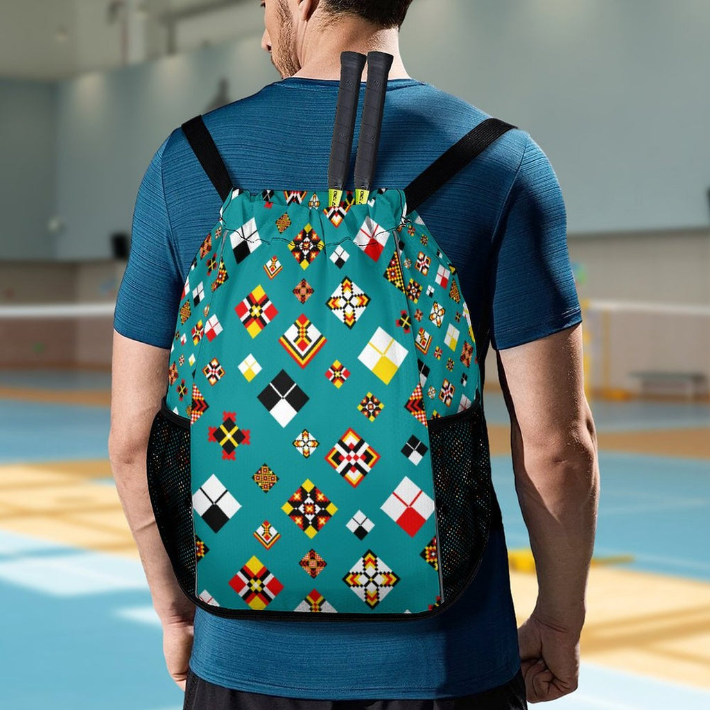 Teal Sports Drawstring Bag