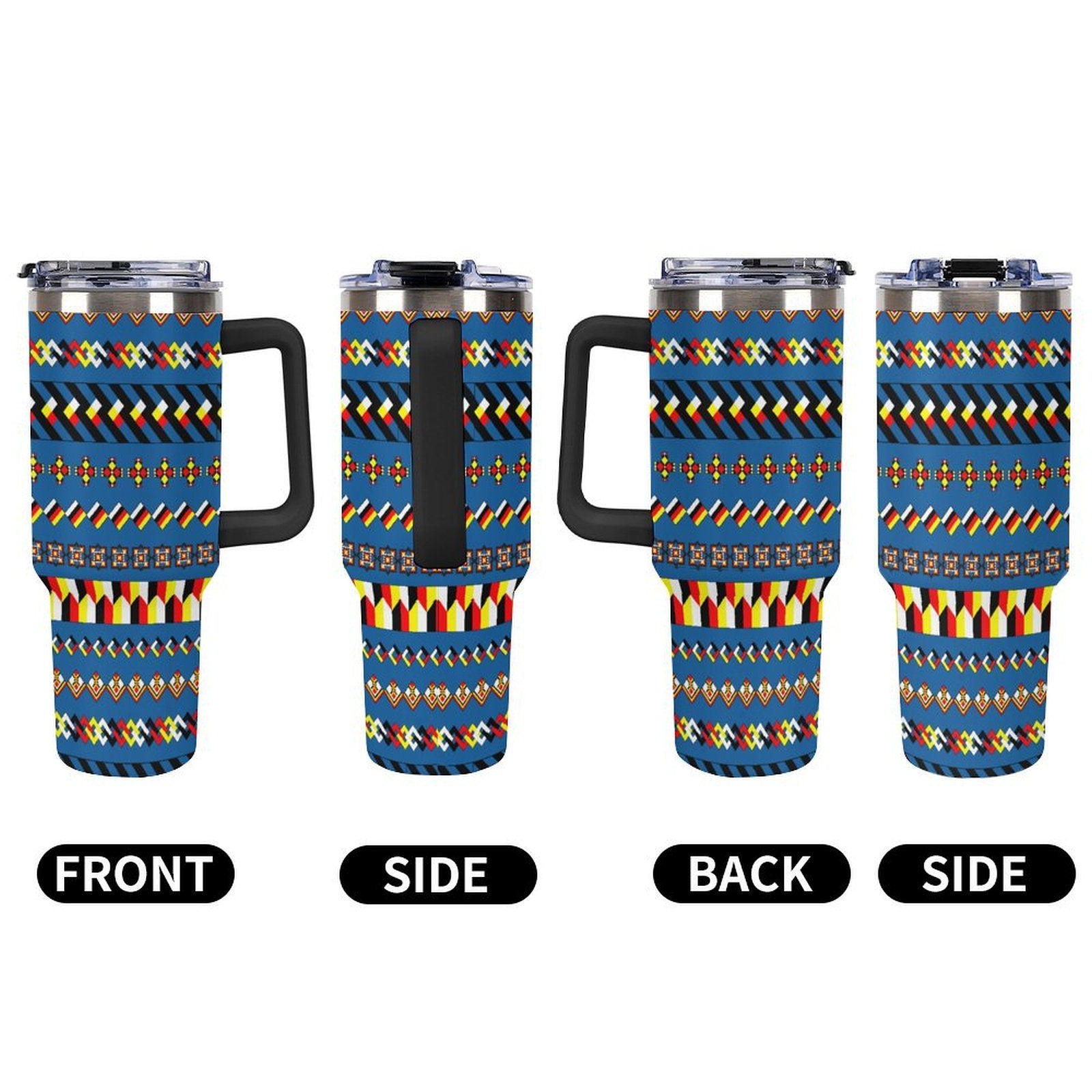 Blue 40oz Tumbler with Multi-Color Handle