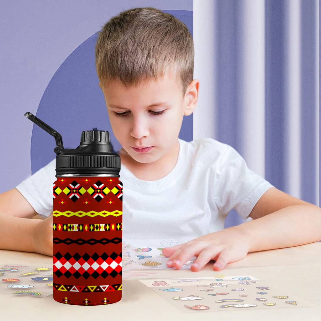 Dark Red Kids Water Bottle with Chug Lid (12 oz)