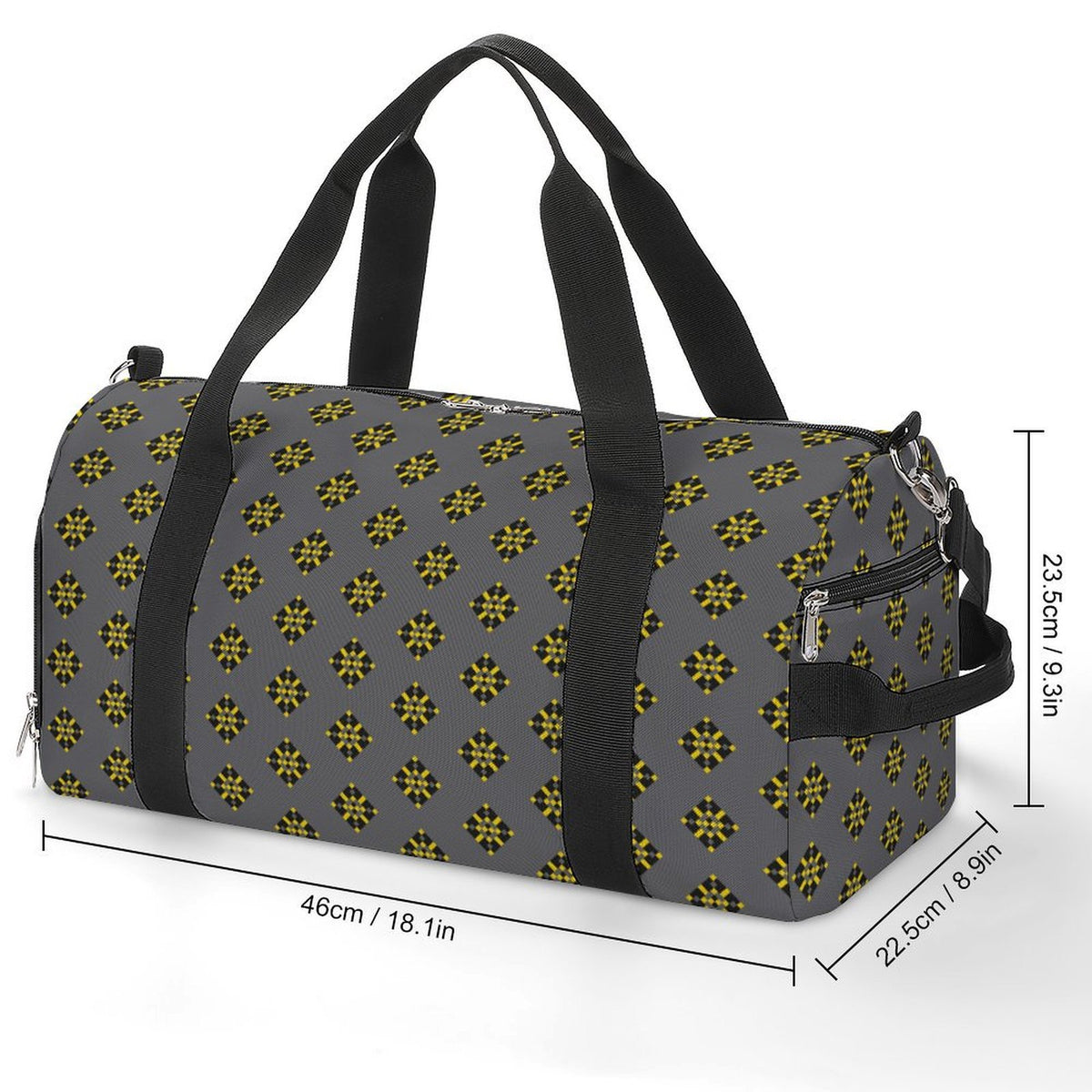 Black & Yellow Diamond - Grey Gym Bag