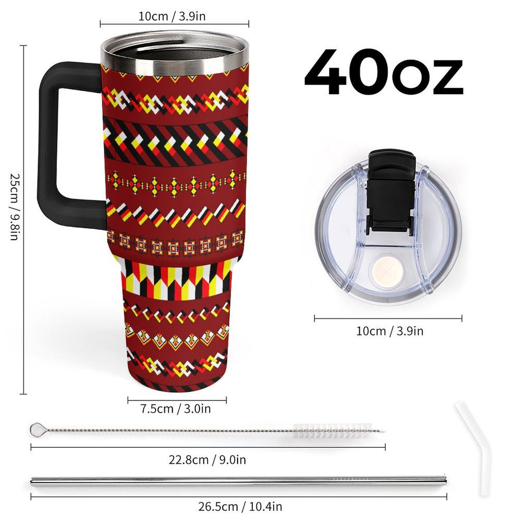 Red 40oz Tumbler with Multi-Color Handle