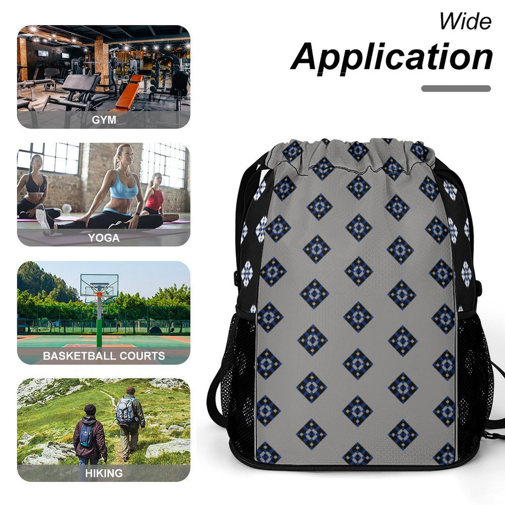 Navy Diamond Design - Sports Drawstring Bag