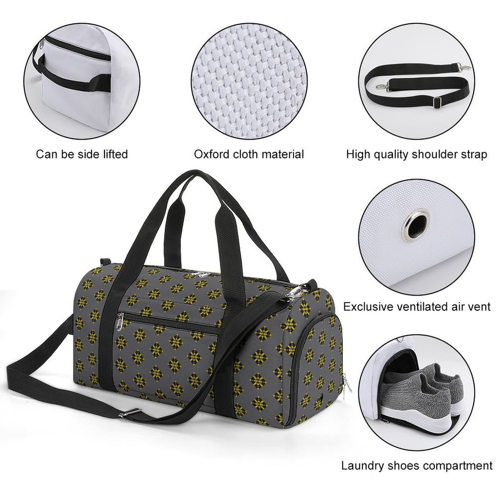Black & Yellow Diamond - Grey Gym Bag