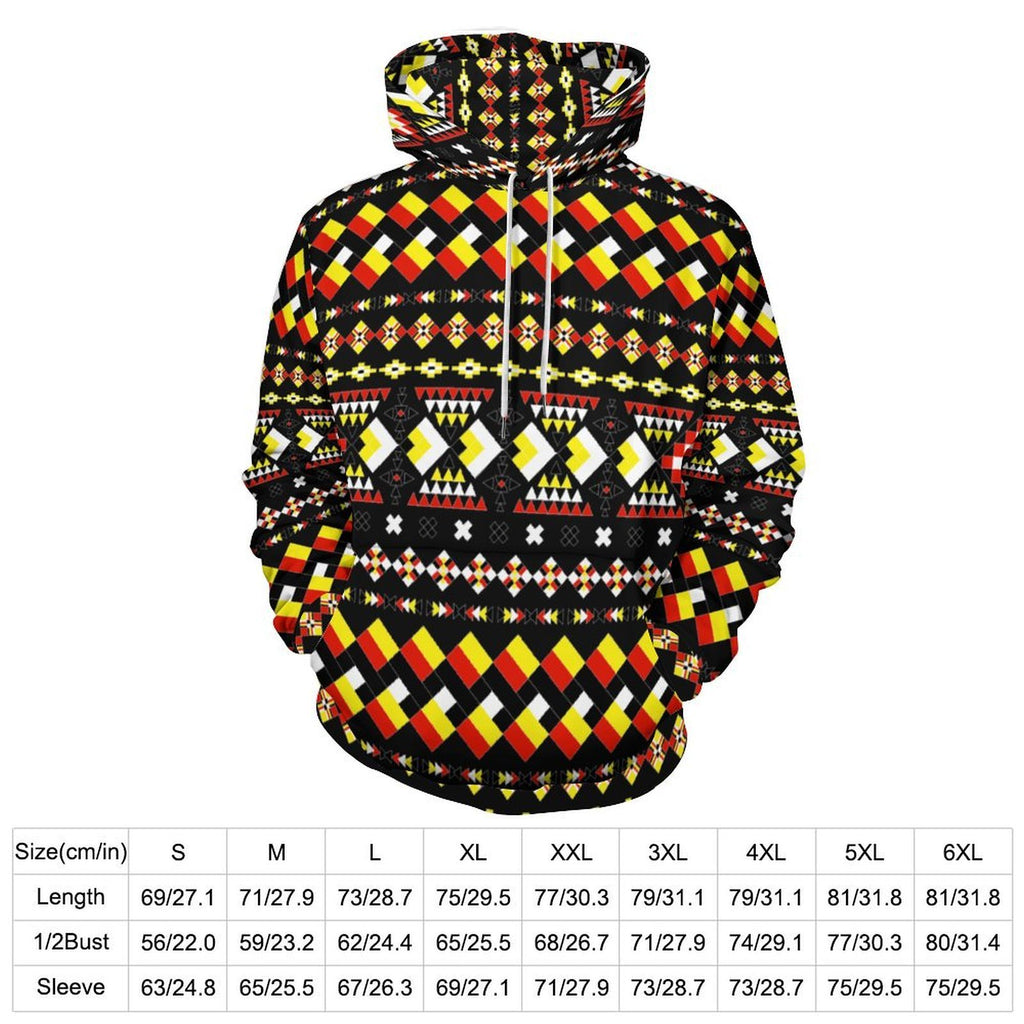 Tribal Design Loose Fit Hoodie for Adults