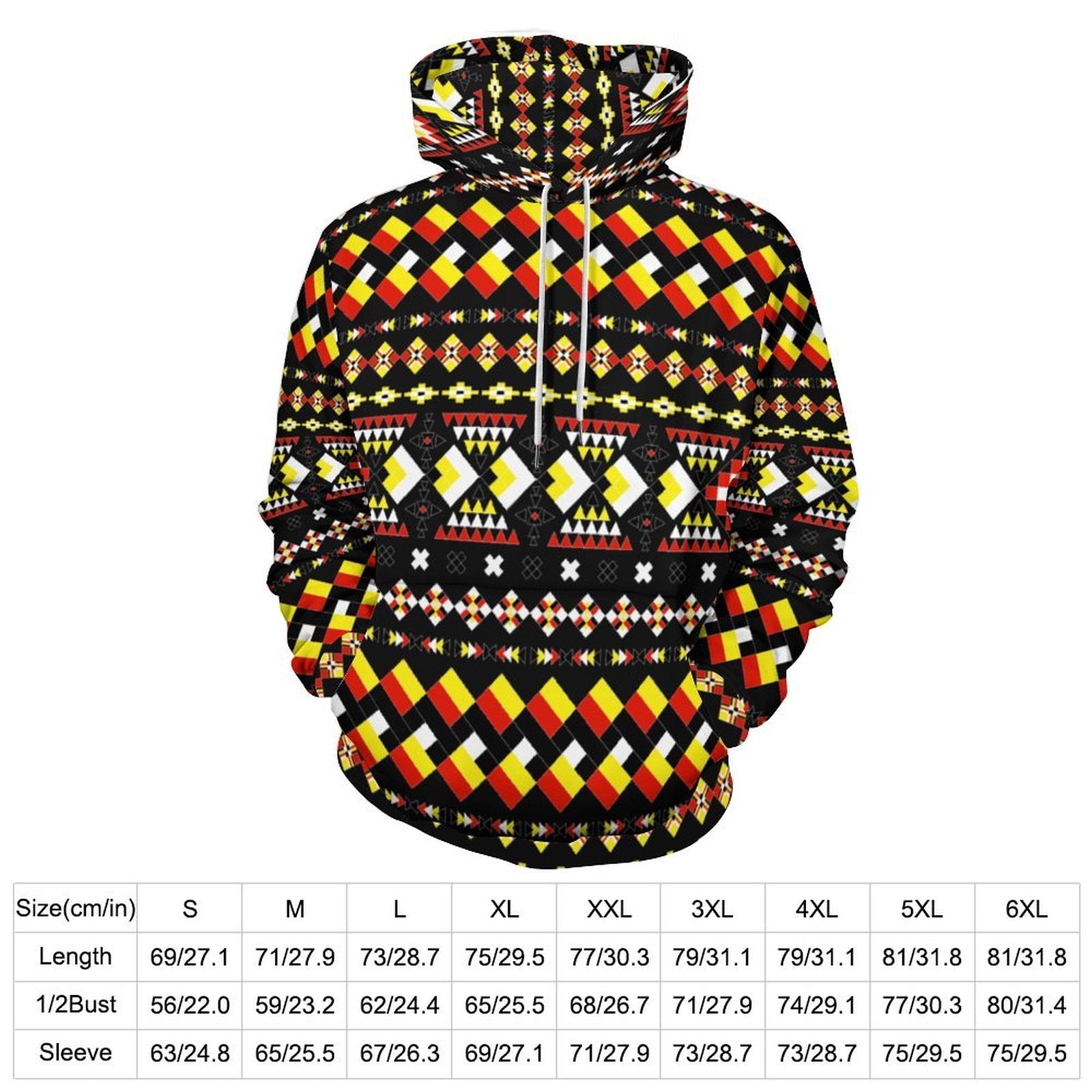 Tribal Design Loose Fit Hoodie for Adults