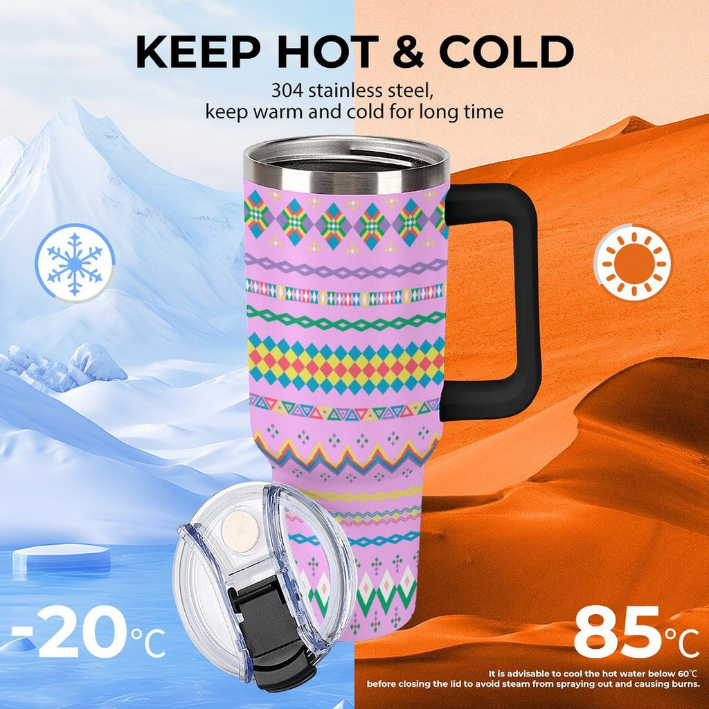 40oz Tumbler Cup with Multi-Color Handle