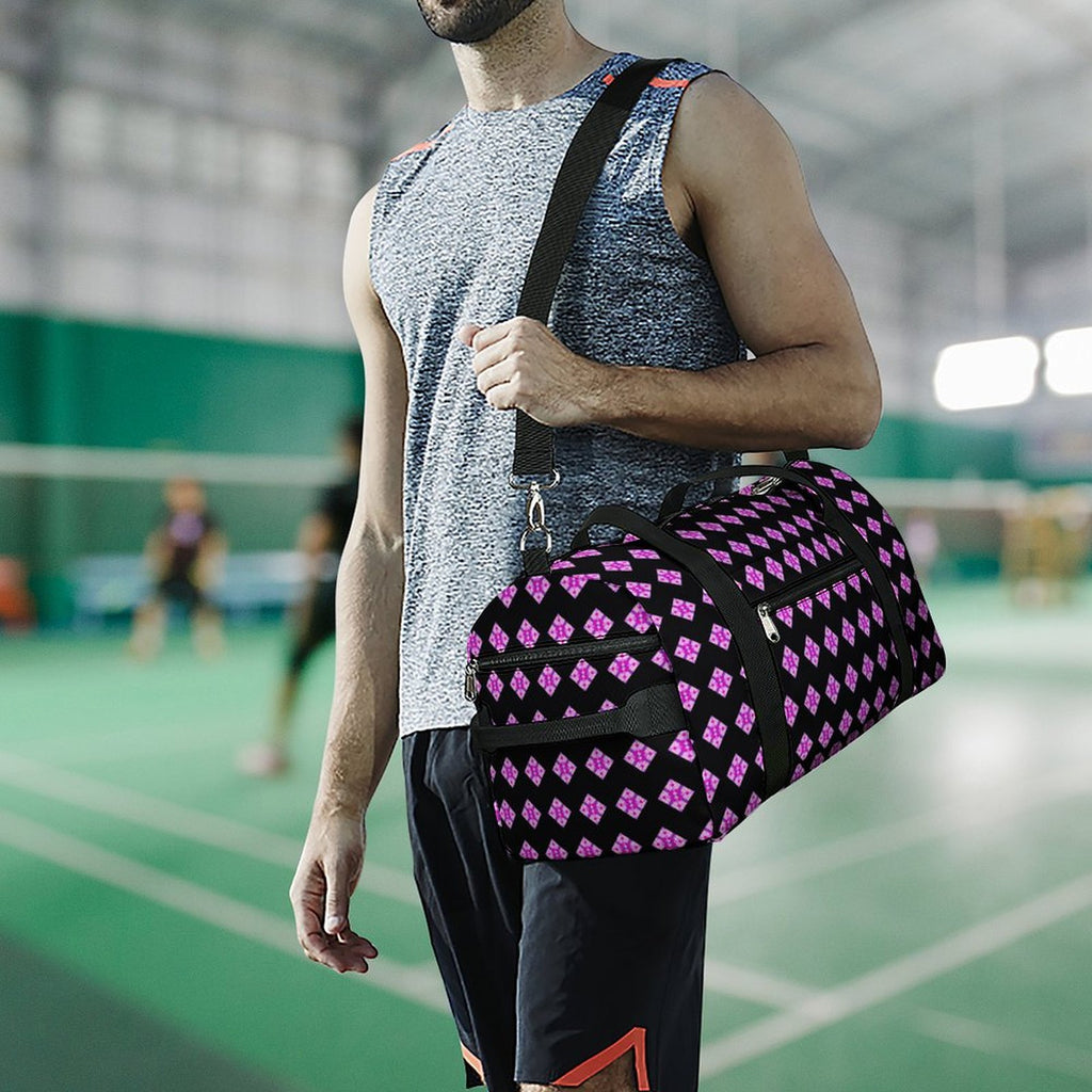 Pink & Purple Diamond - Black Gym Bag