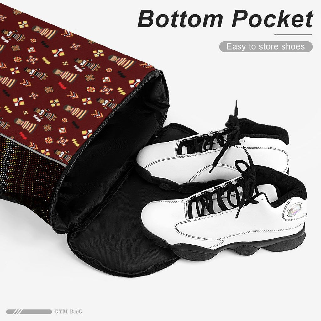 Dark Red Sports Drawstring Bag