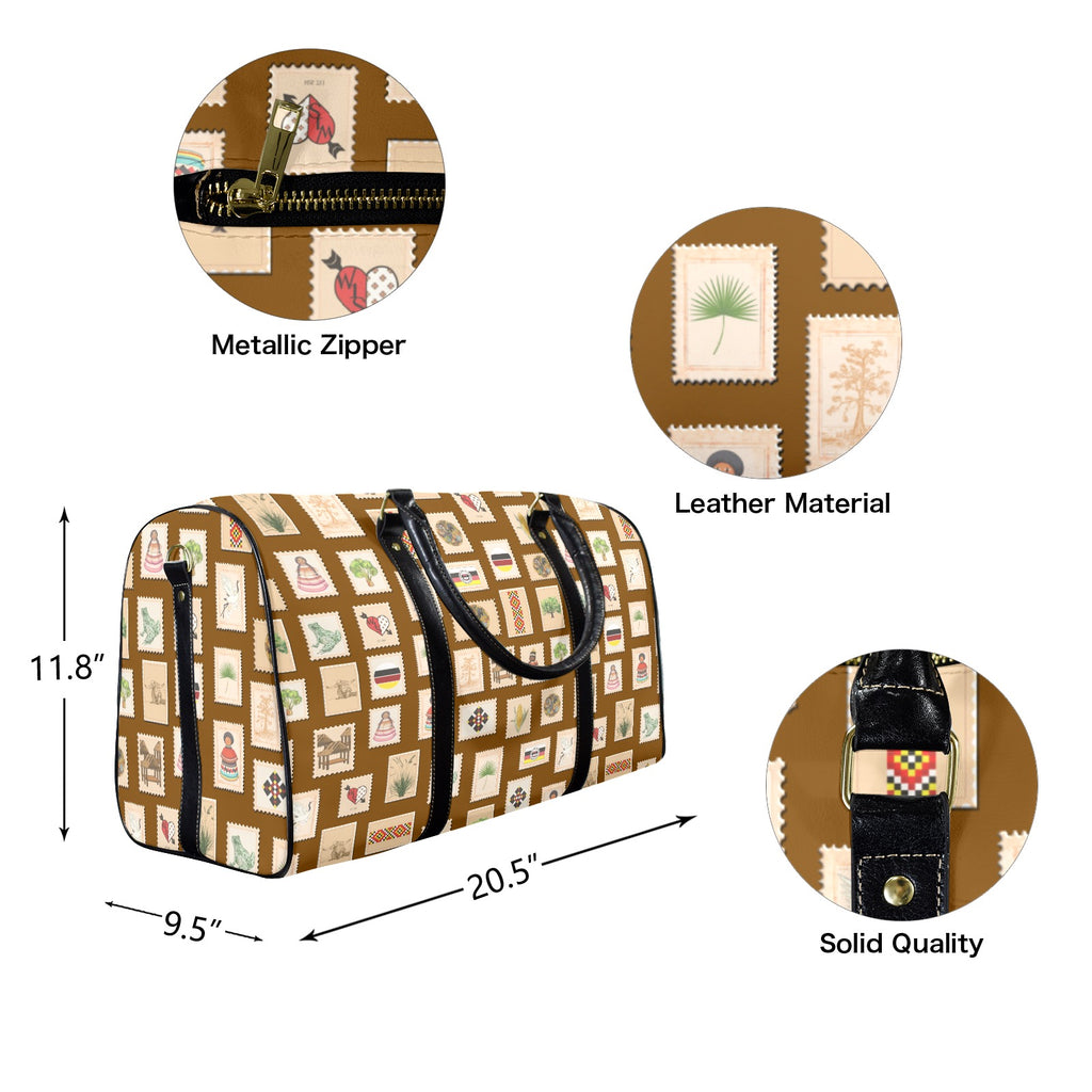 Mocha Leather Travel Bag-Large (Long Patch)