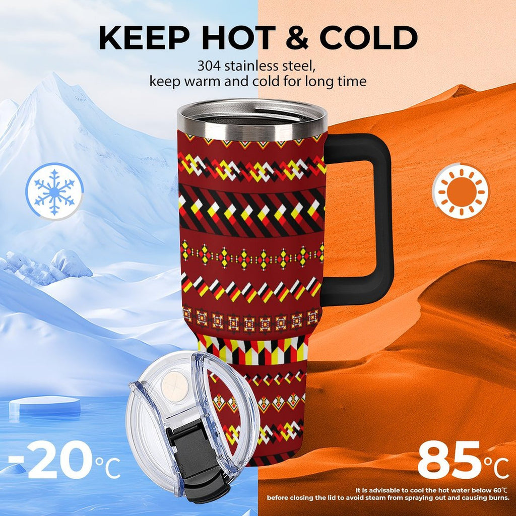 Red 40oz Tumbler with Multi-Color Handle