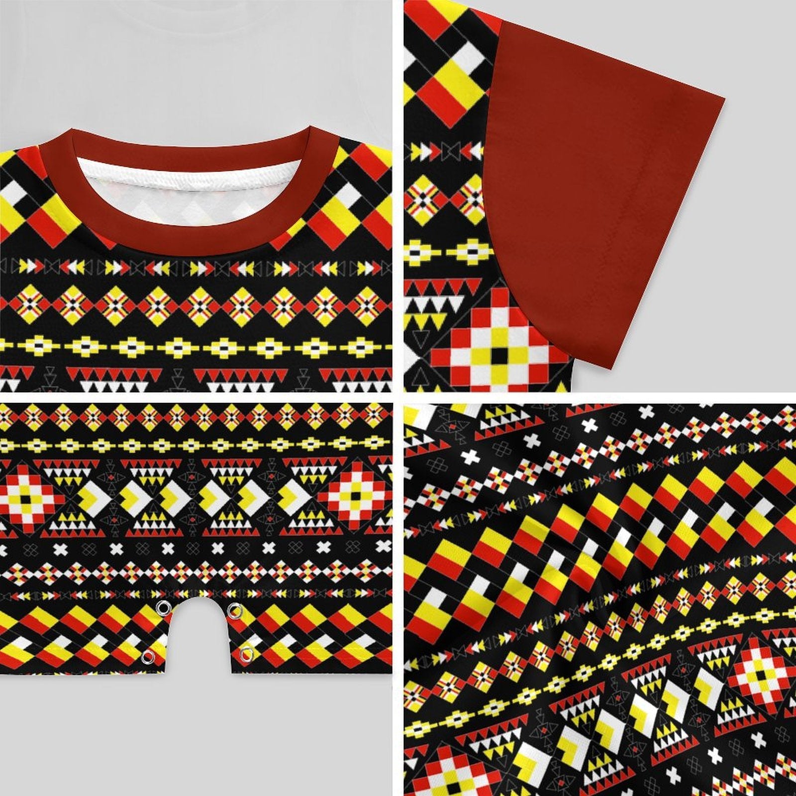 Red & Black Short Sleeve Baby Romper