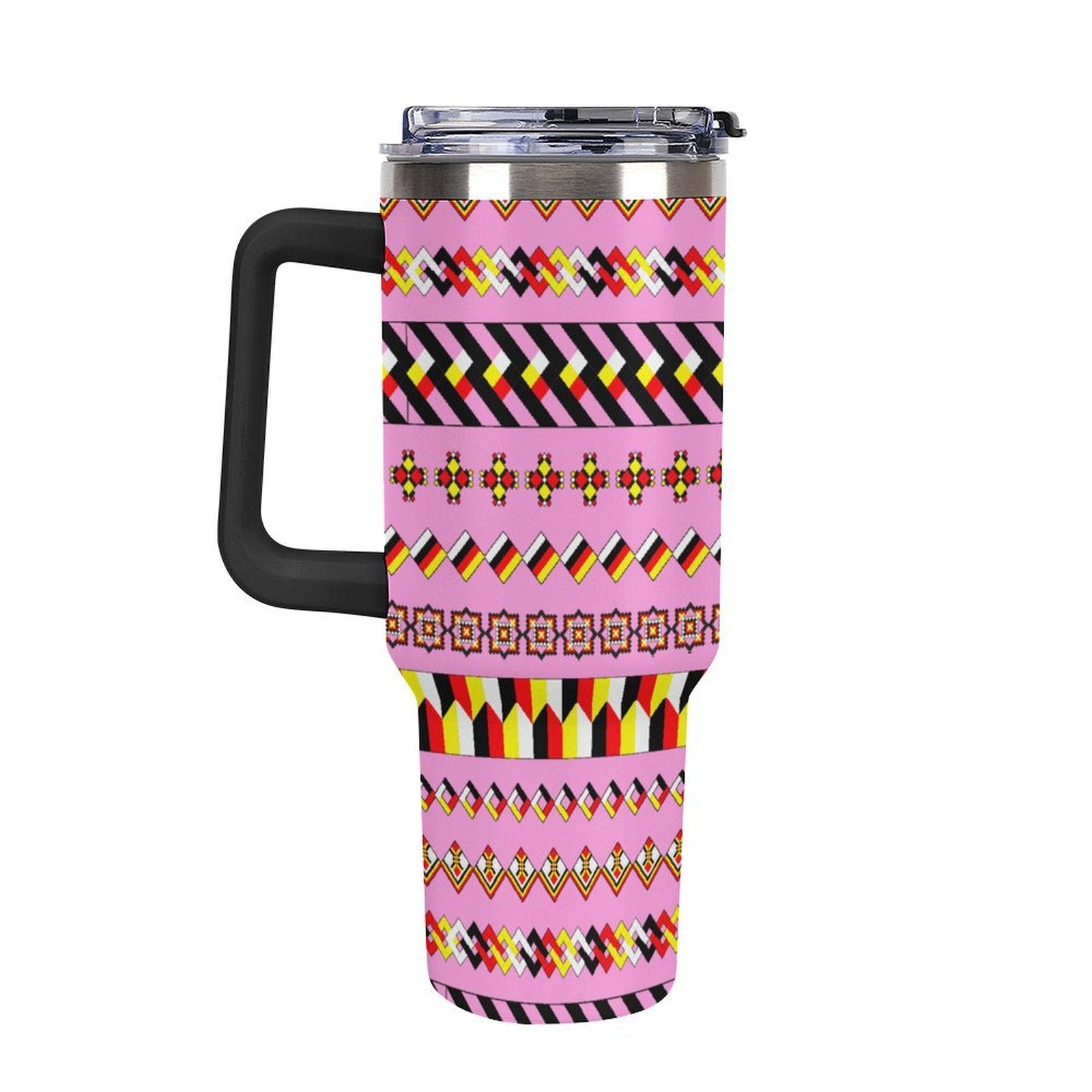 Pink 40oz Tumbler with Multi-Color Handle