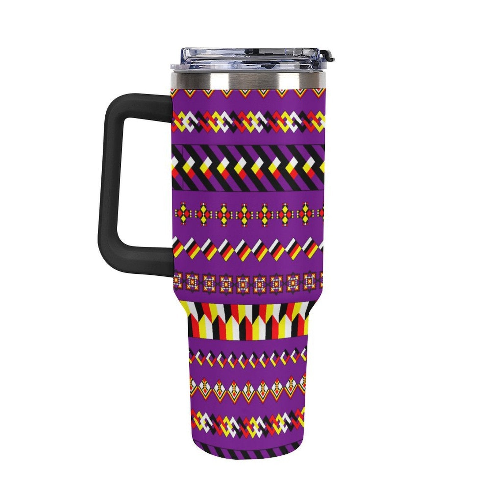 Purple 40oz Tumbler with Multi-Color Handle