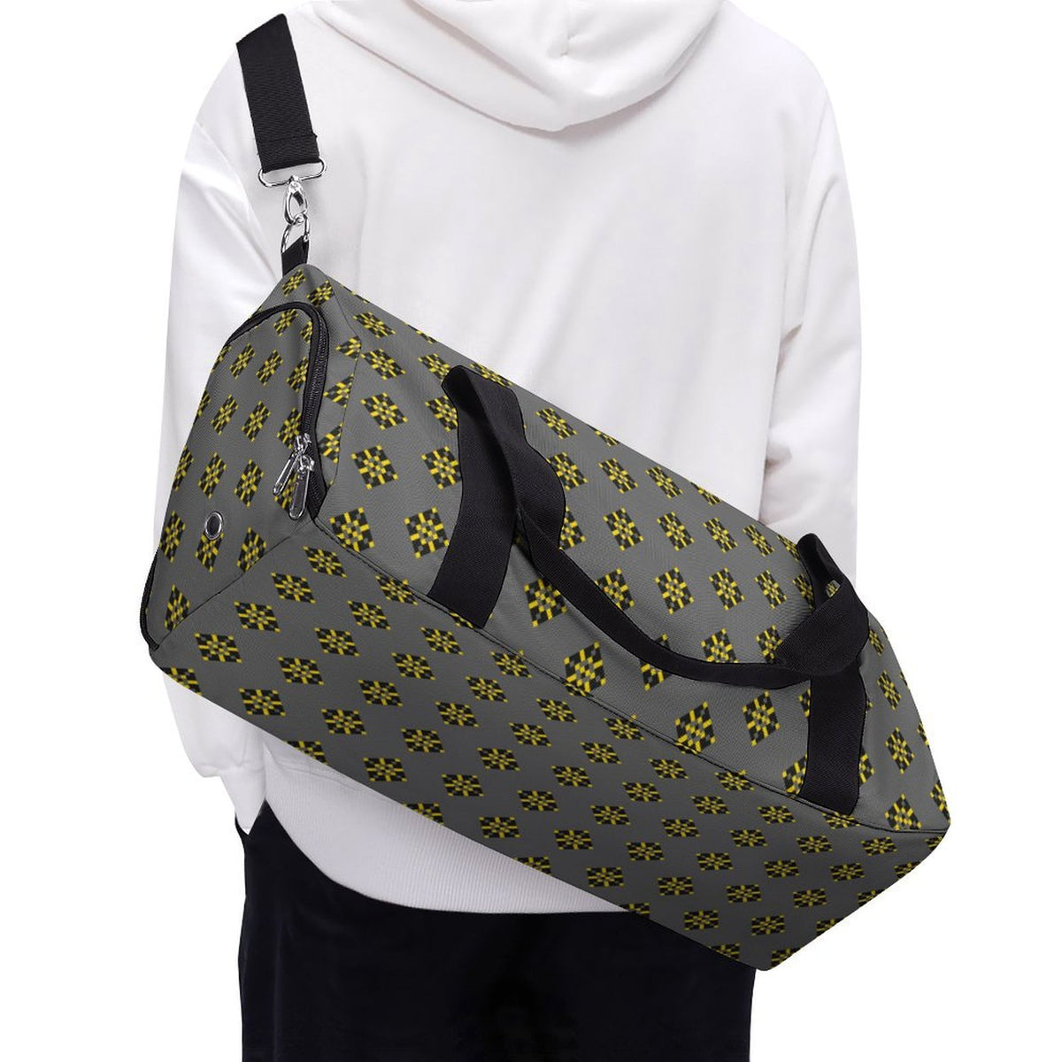 Black & Yellow Diamond - Grey Gym Bag