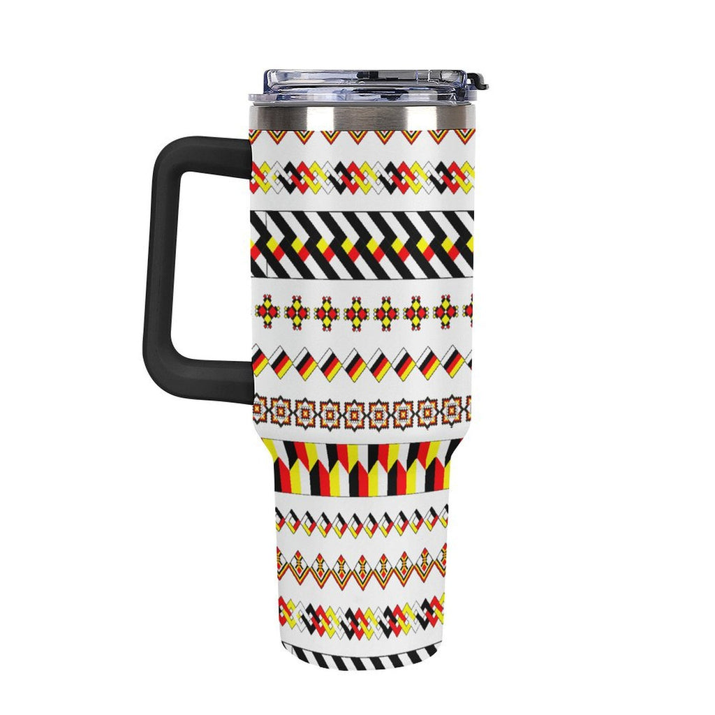 White 40oz Tumbler with Multi-Color Handle