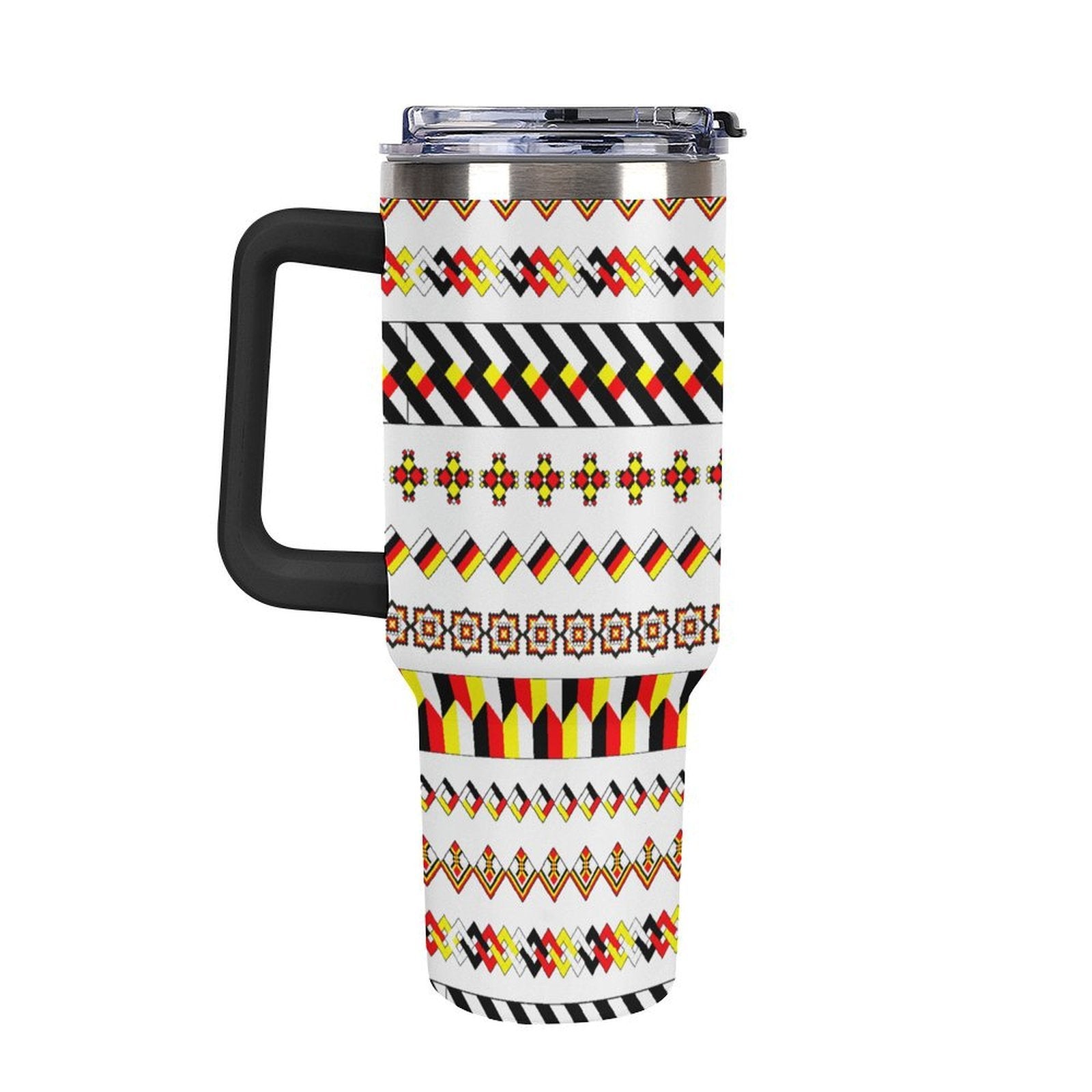 White 40oz Tumbler with Multi-Color Handle