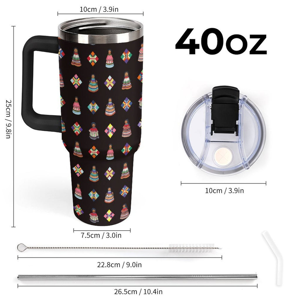 Dolls & Diamonds 40oz Tumbler with Multi-Color Handle