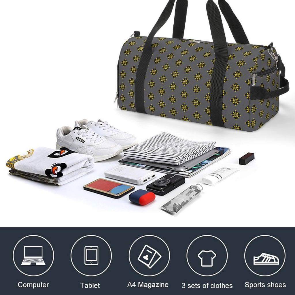 Black & Yellow Diamond - Grey Gym Bag