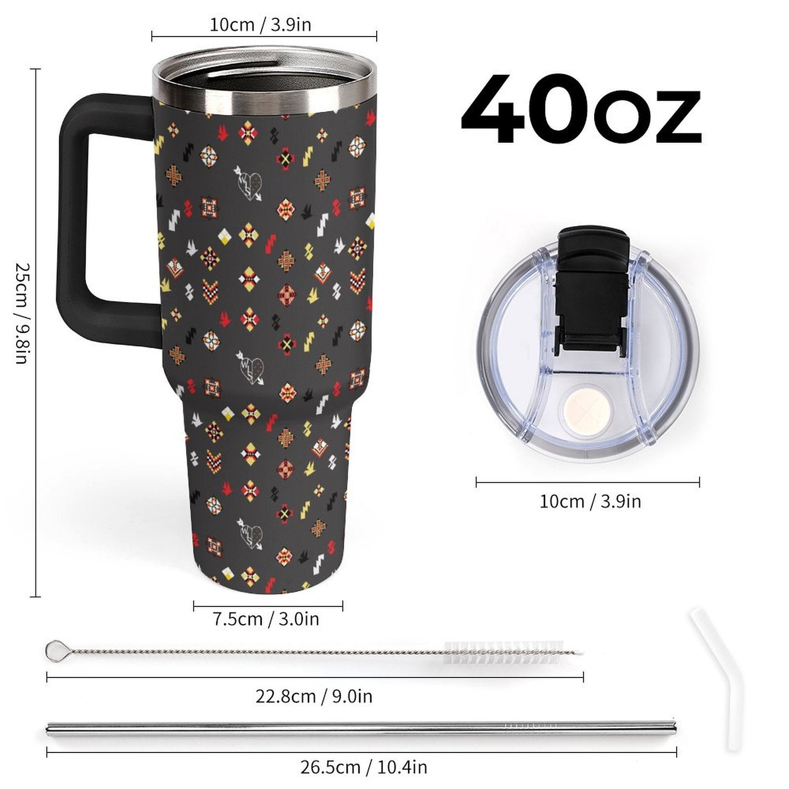 40oz Tumbler with Multi-Color Handle