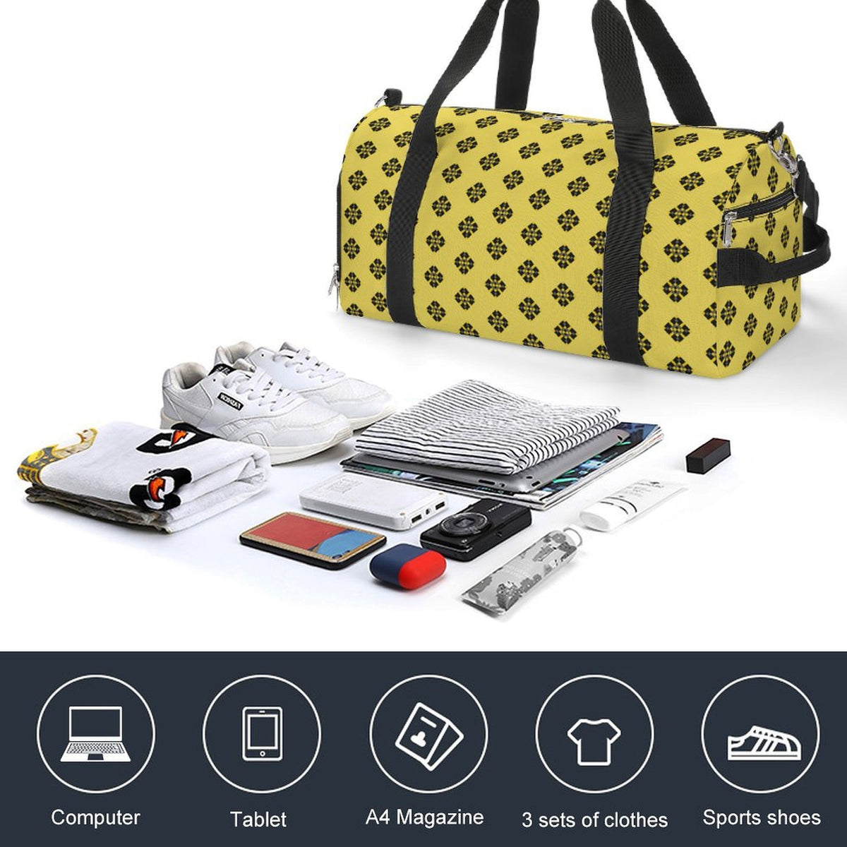 Black & Yellow Diamond - Yellow Gym Bag