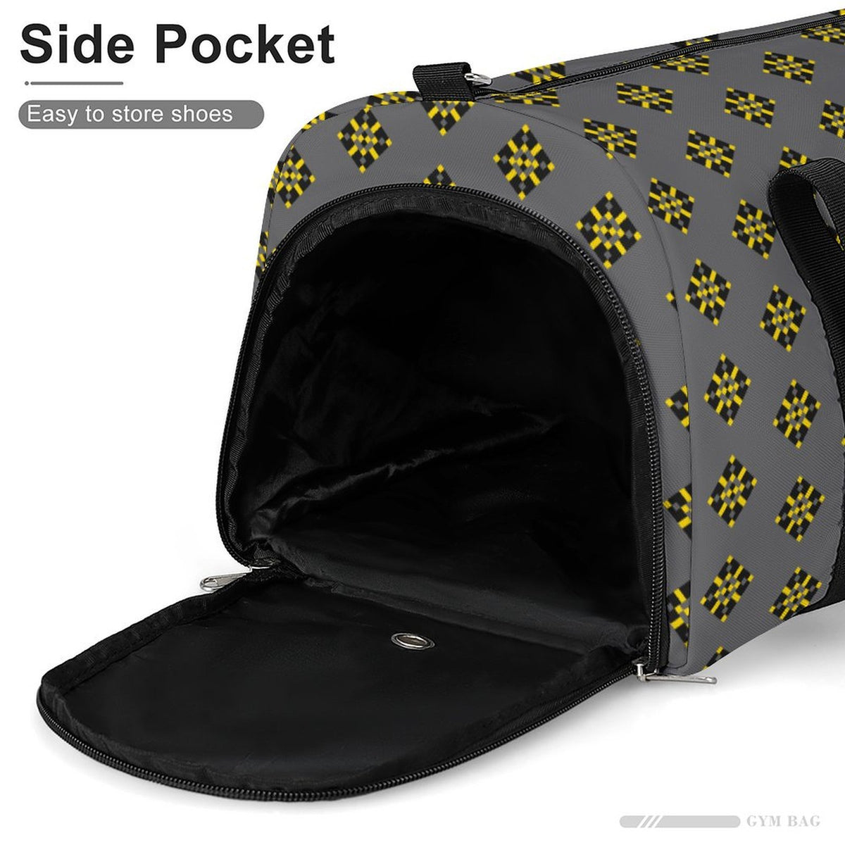Black & Yellow Diamond - Grey Gym Bag