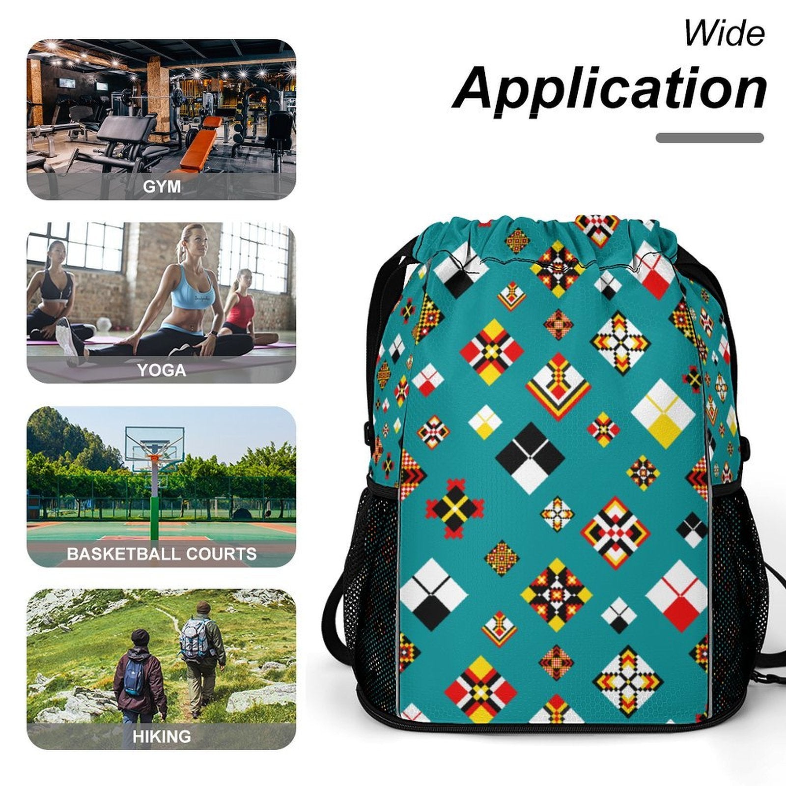 Teal Sports Drawstring Bag