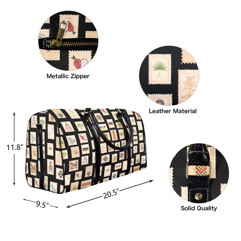 Postage Leather Travel Bag-Large (Long Patch)