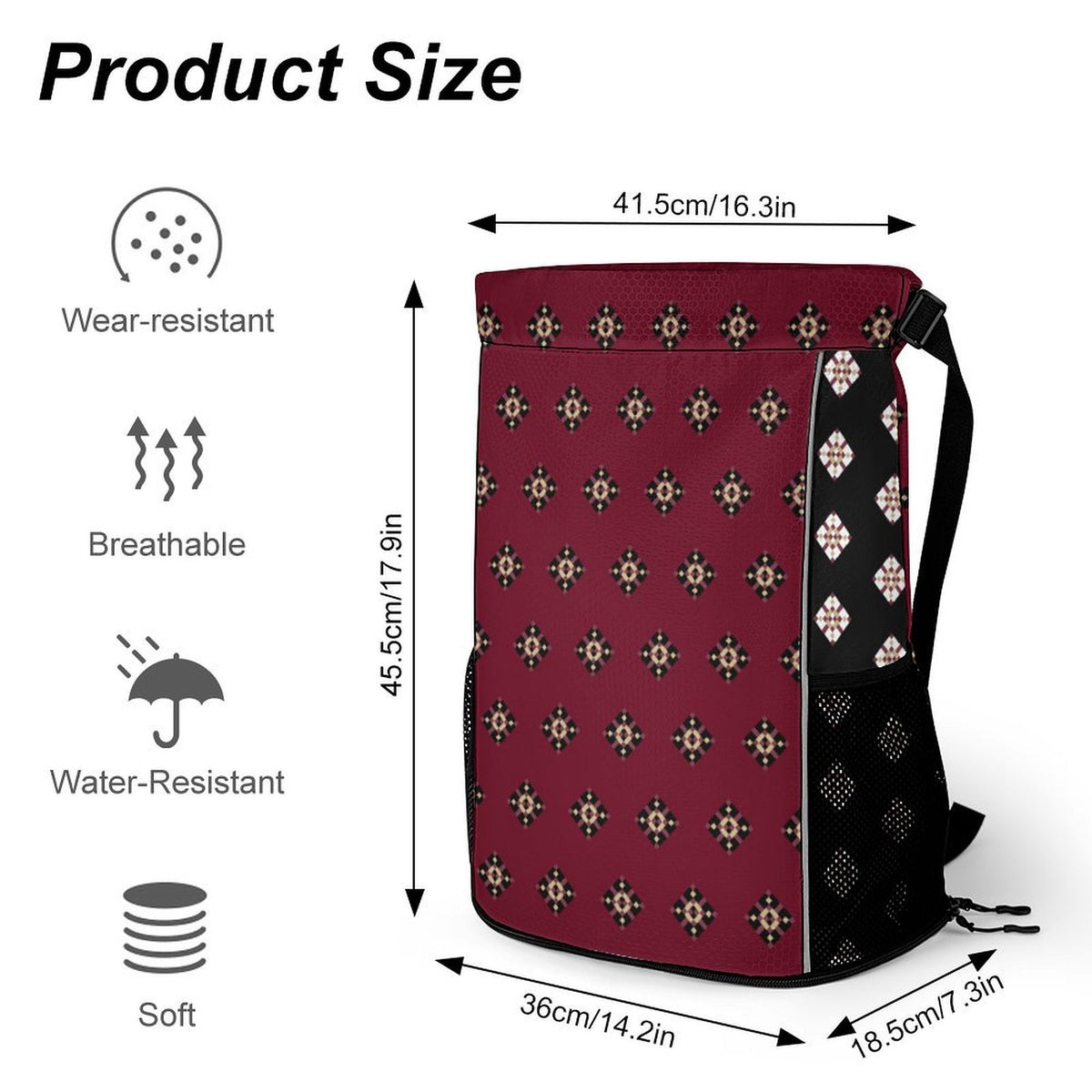 Tan Diamond Design - Sports Drawstring Bag