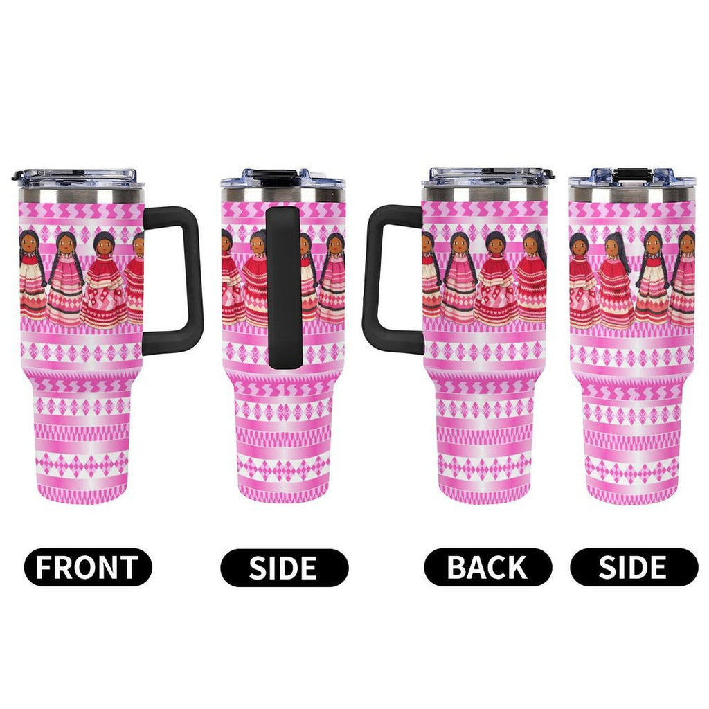 Pink Dolls 40oz Tumbler with Multi-Color Handle